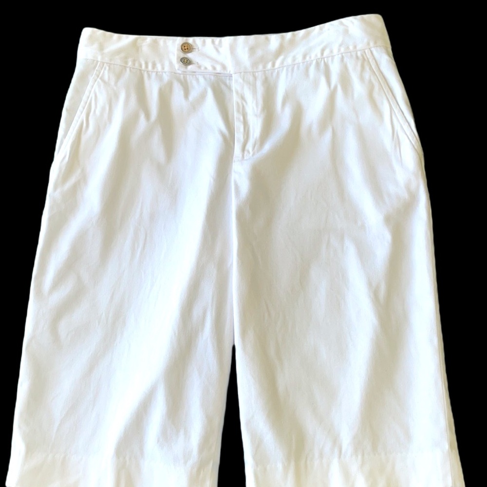 Lauren Ralph Lauren White Cotton Bermuda Shorts High Waist Size 6
